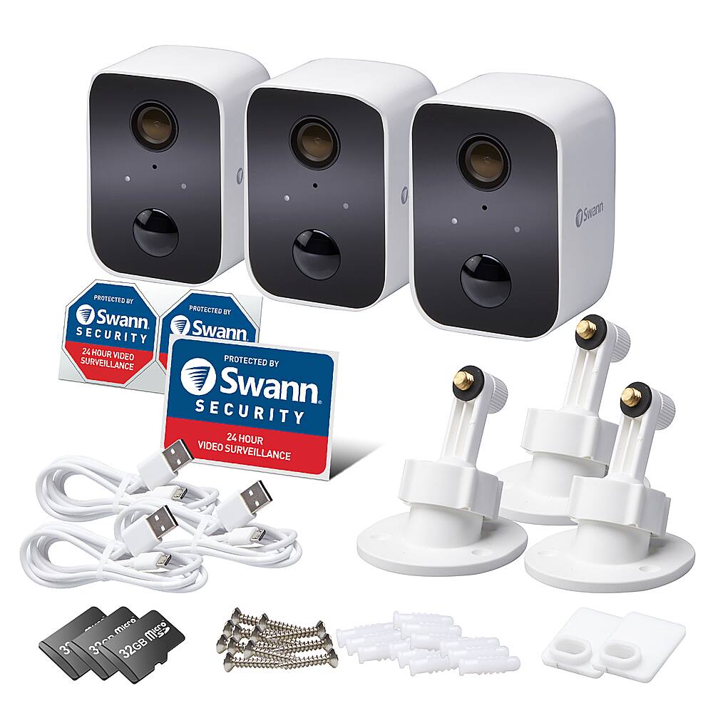 Angle View: Swann - CoreCam 3-Camera Indoor/Outdoor Wireless 1080p Security System