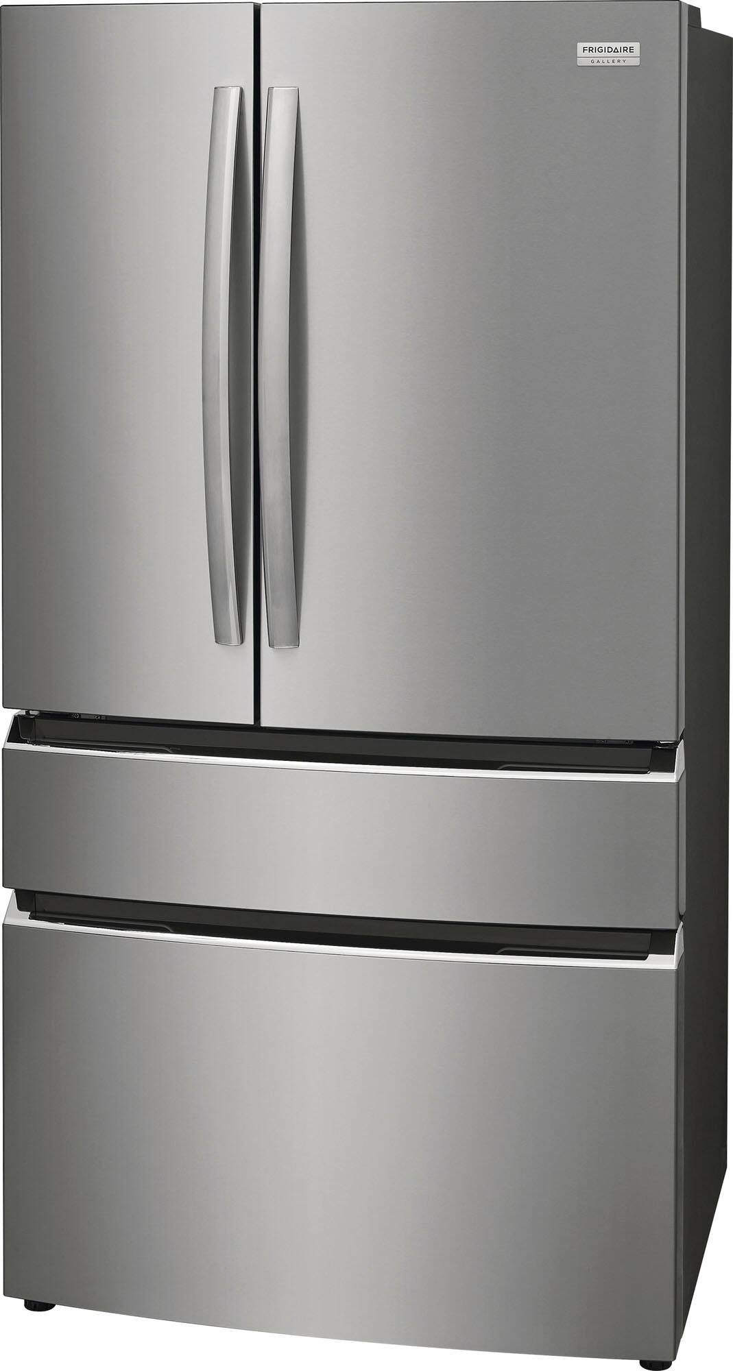 Angle. Frigidaire - Gallery 22.1 Cu. Ft. Counter-Depth 4-Door French Door Refrigerator - Stainless steel.