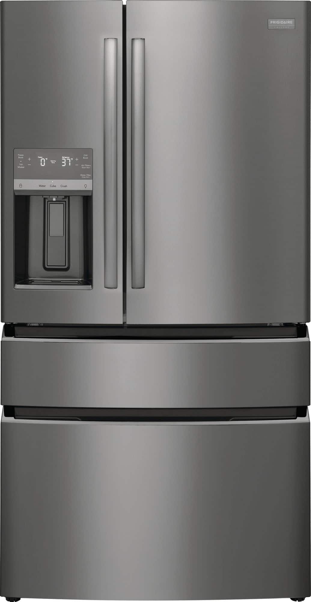 Front. Frigidaire - Gallery 21.5 Cu. Ft. Counter-Depth 4-Door French Door Refrigerator - Black Stainless steel.