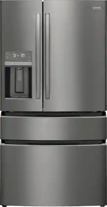 Front. Frigidaire - Gallery 21.5 Cu. Ft. Counter-Depth 4-Door French Door Refrigerator - Black Stainless steel.