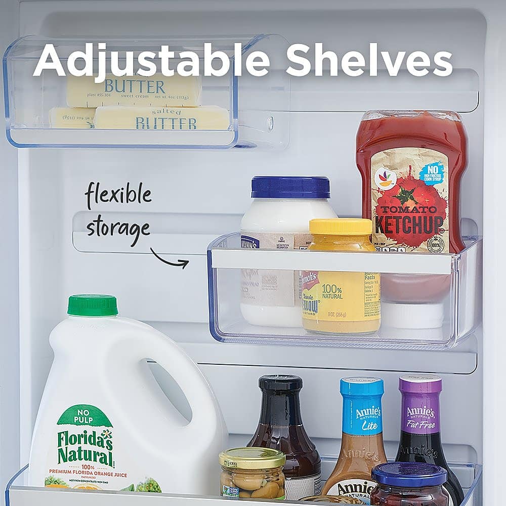 Adjustable Shelves:
* Butter (15-304 1N221)
* Cream Cheese (11g)
* Salted Butter (209)
* Tomato Ketchup (30% HFCS)
* 100% Tomato Ketchup (902)
* Florida's Natural Orange Juice (100% Pulp)
* Annie's Organic Lite Fat Free Yogurt
* Annie's Organic All Natural Yogurt