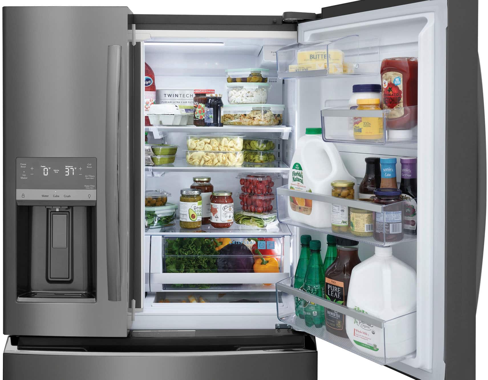 Alt View 4. Frigidaire - Gallery 21.5 Cu. Ft. Counter-Depth 4-Door French Door Refrigerator - Black Stainless steel.