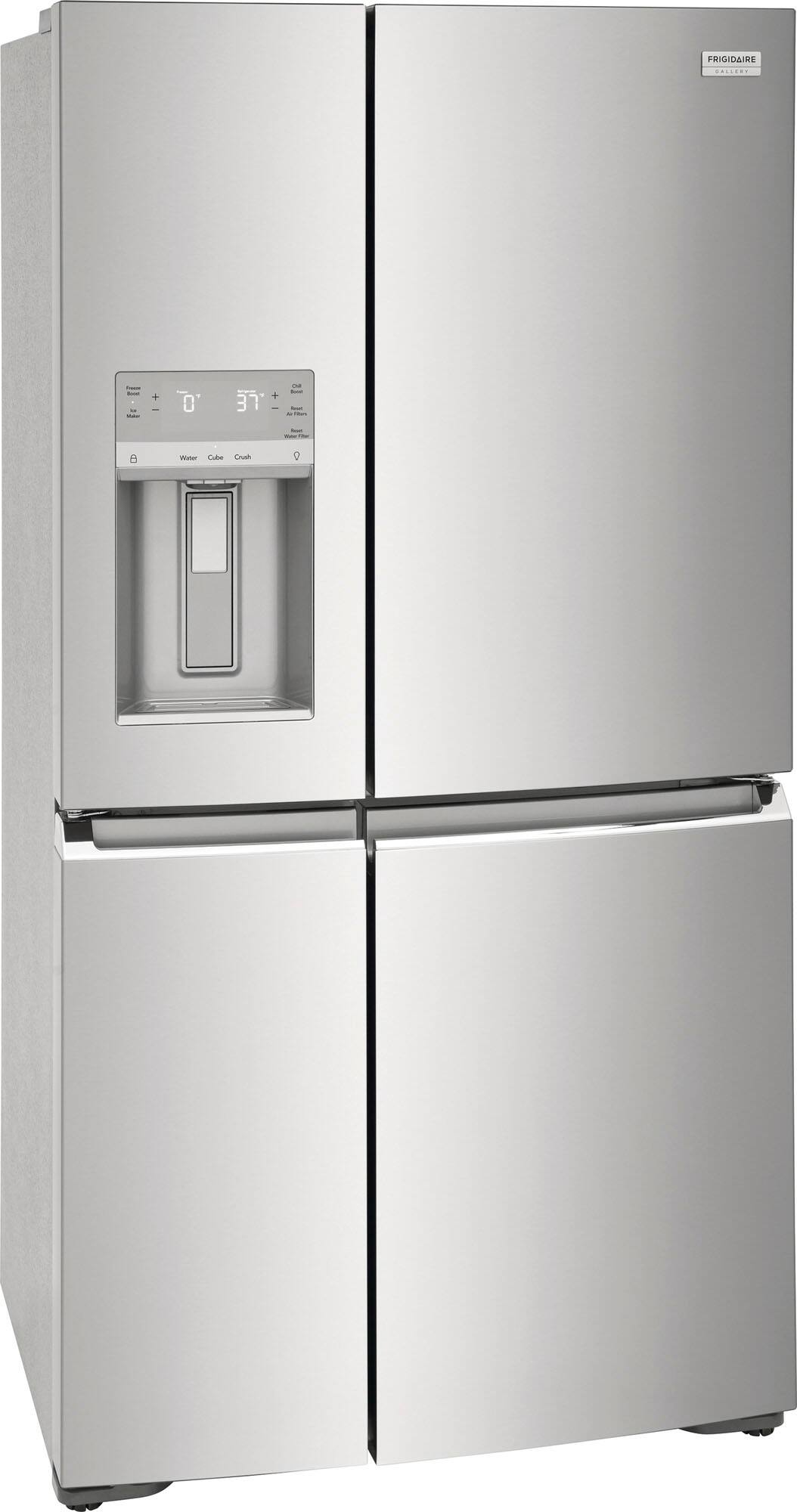 Left. Frigidaire - Gallery 21.3 Cu. Ft. Counter-Depth 4-Door Refrigerator - Stainless steel.