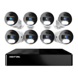 Night Owl - 8 Channel Network Video Recorder with 8 Wired IP 4K HD Spotlight Cameras and 2TB Pre-Installed Hard Drive - Black and White - Front_Zoom