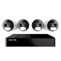 Night Owl - 8 Channel Network Video Recorder with 4 Wired IP 4K HD Spotlight Cameras and 2TB Pre-Installed Hard Drive - Black and White - Front_Zoom