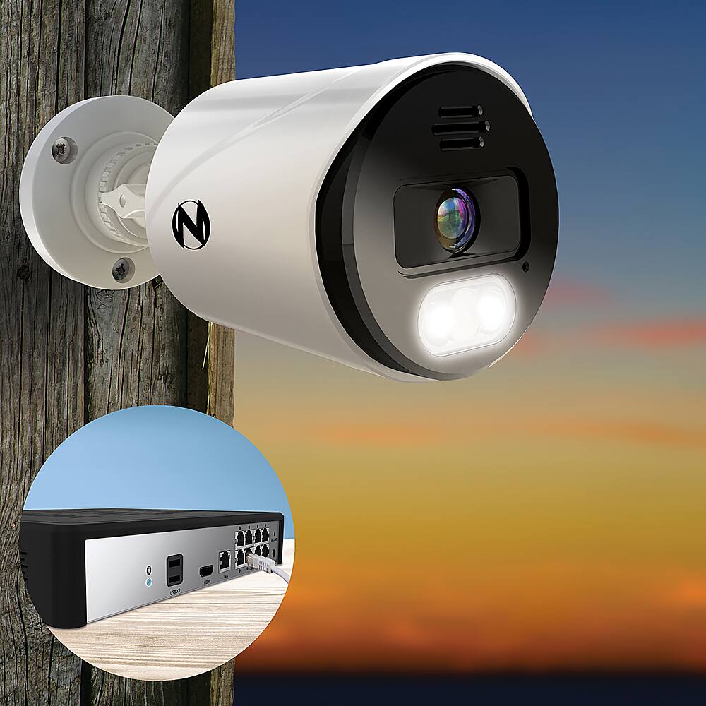 Best Buy Night Owl 8 Channel Network Video Recorder with 4 Wired IP 4K HD Spotlight Cameras and