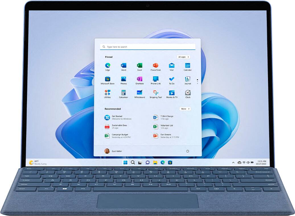 Front. Microsoft - Surface Pro 9 - 13" Touch-Screen - Intel Evo Platform Core i5 - 8GB Memory - 256GB SSD - Device Only - Sapphire.