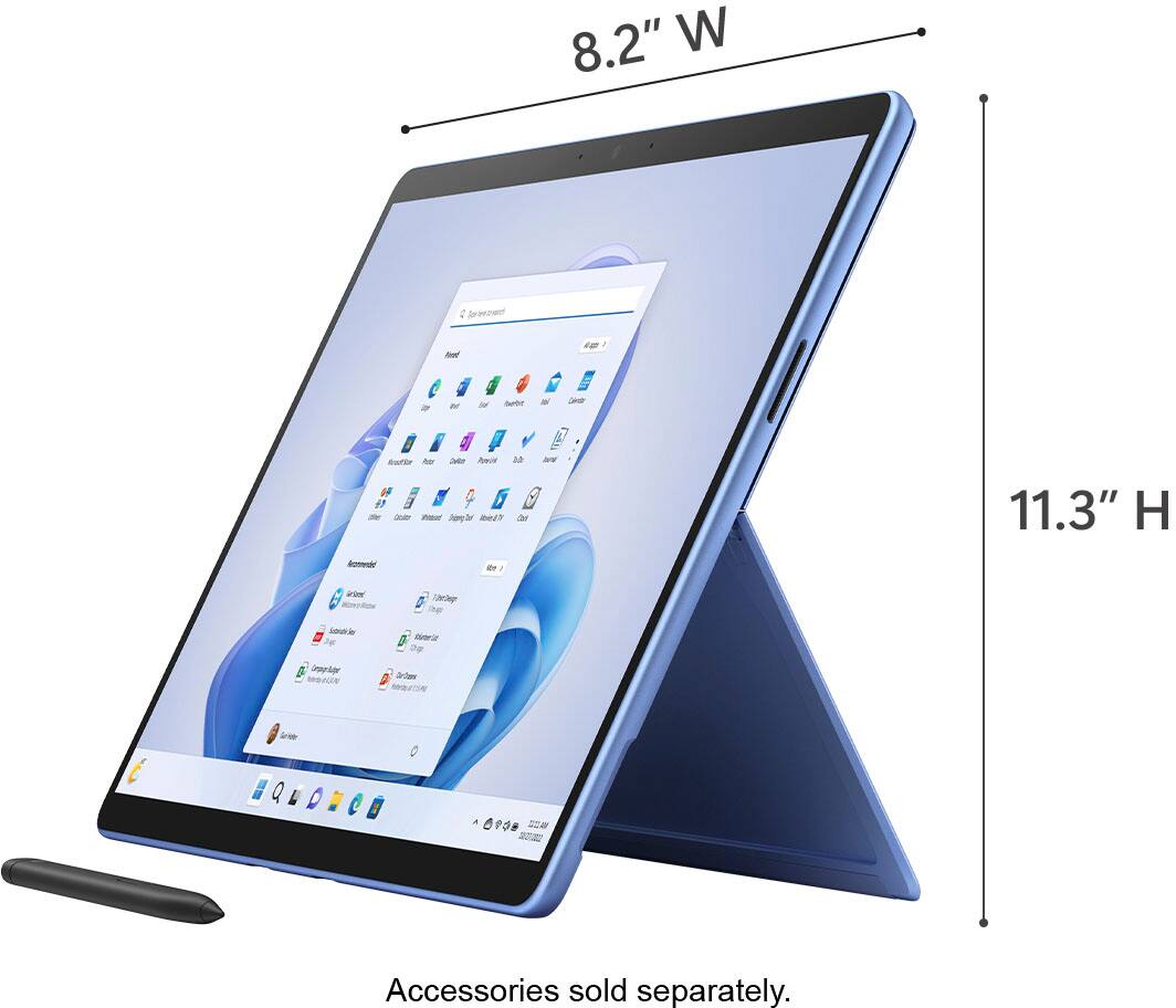 Alt View 15. Microsoft - Surface Pro 9 - 13" Touch-Screen - Intel Evo Platform Core i5 - 8GB Memory - 256GB SSD - Device Only - Sapphire.