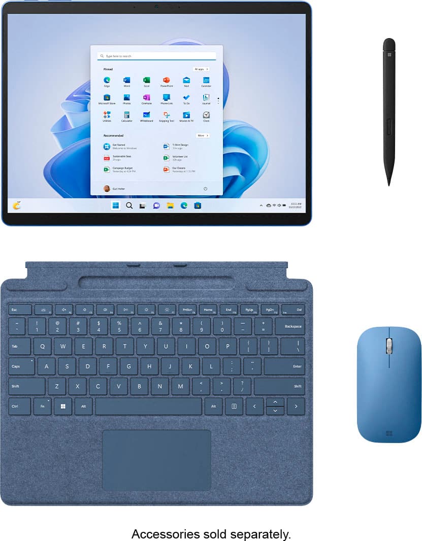 Alt View 18. Microsoft - Surface Pro 9 - 13" Touch-Screen - Intel Evo Platform Core i5 - 8GB Memory - 256GB SSD - Device Only - Sapphire.