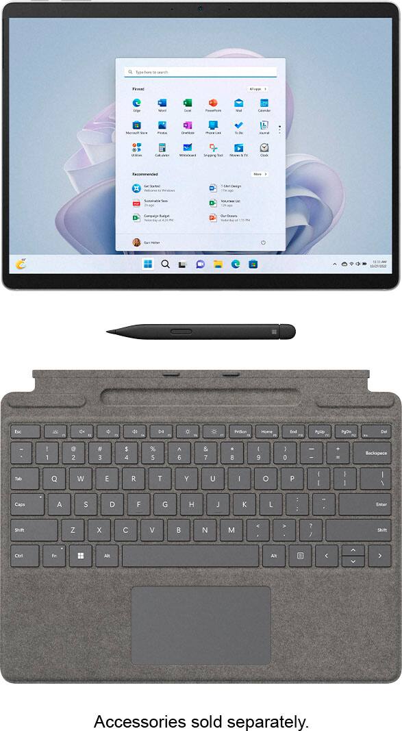 Alt View 18. Microsoft - Surface Pro 9 - 13" Touch-Screen - Intel Core i5 - 8GB Memory - 128GB SSD - Device Only - Platinum.