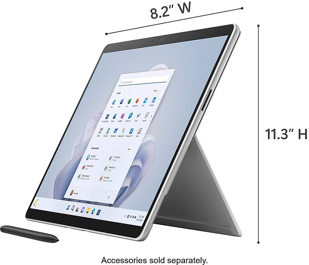 Alt View 16. Microsoft - Surface Pro 9 - 13” Touch-Screen - Microsoft SQ3 - 16GB Memory - 512GB SSD - Wi-Fi + 5G - Device Only (Latest Model) - Platinum.