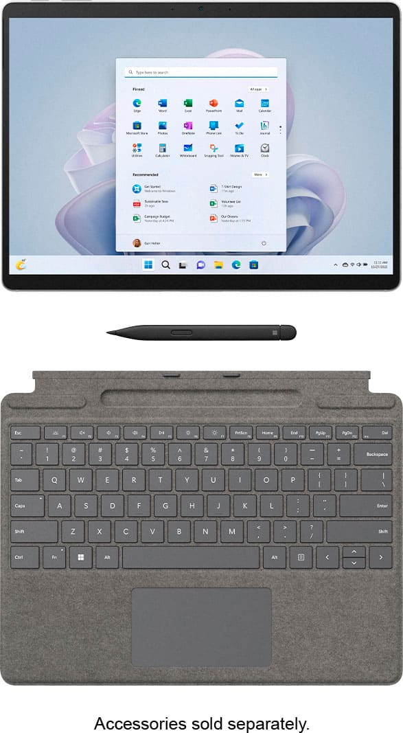 Alt View 18. Microsoft - Surface Pro 9 - 13" Touch-Screen - Intel Evo Platform Core i5 - 8GB Memory - 256GB SSD - Device Only (Latest Model) - Platinum.