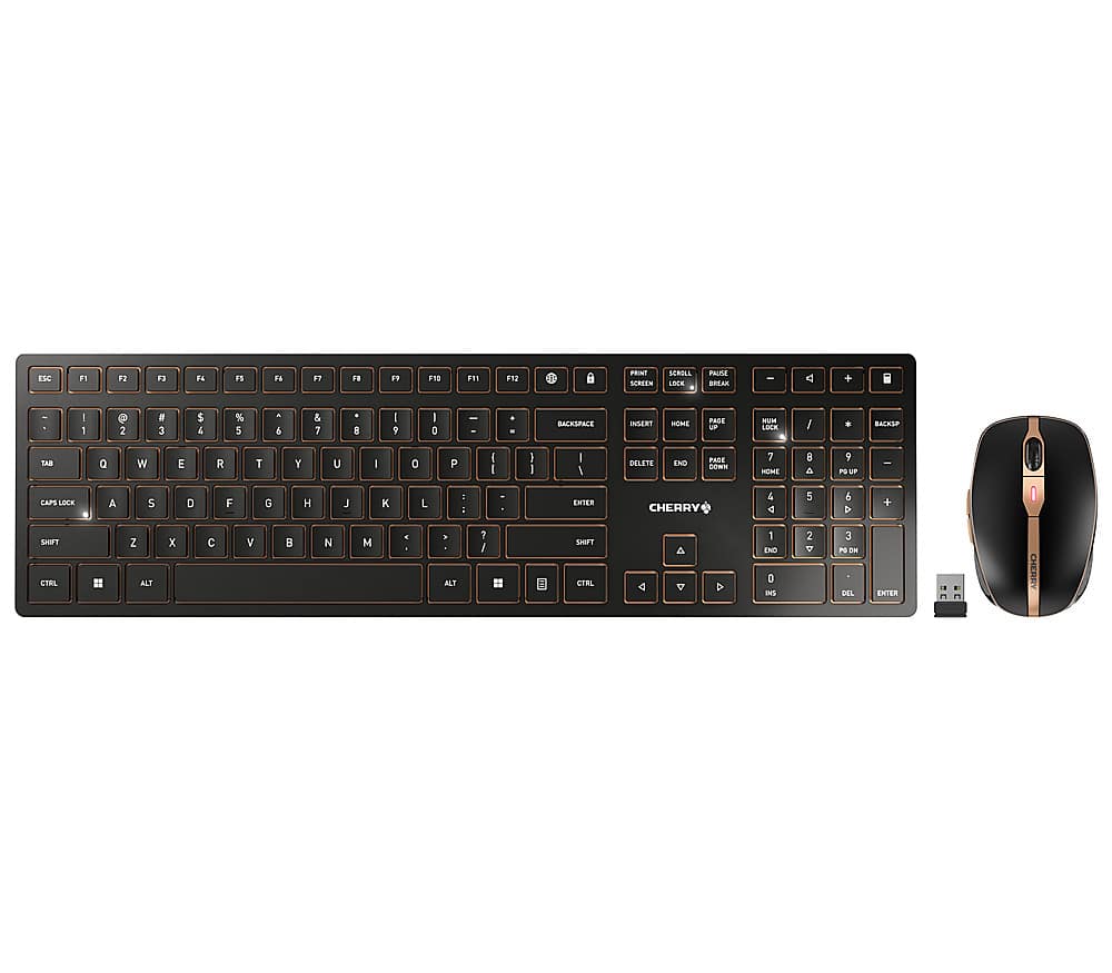 Alt View 11. CHERRY - DW 9100 Slim Fullsize Wireless Keyboard and Mouse Bundle - Black/bronze.