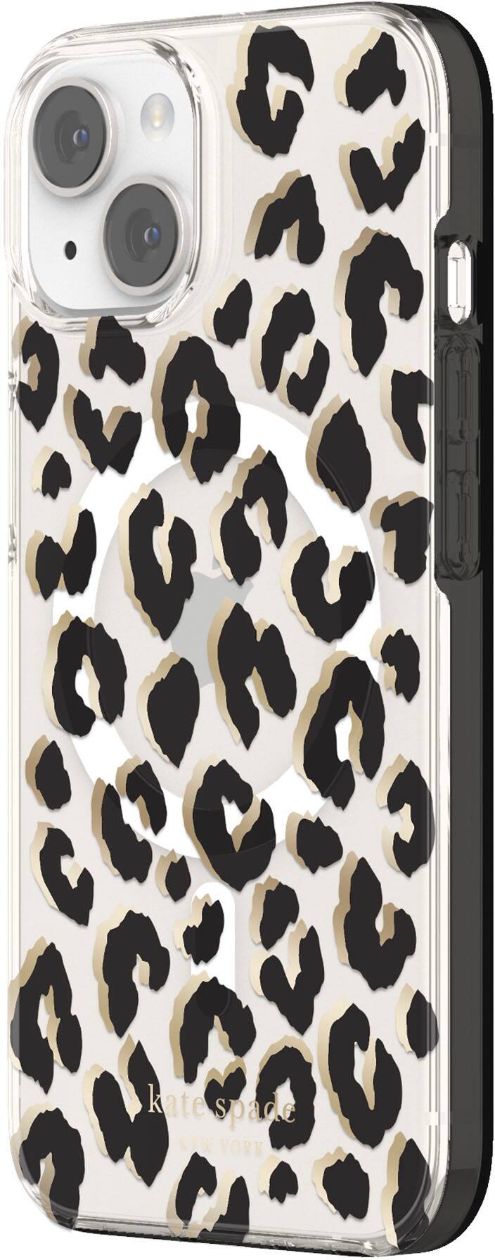 Angle. kate spade new york - Protective Hardshell Magsafe Case for iPhone 14 and iPhone 13 - Leopard.