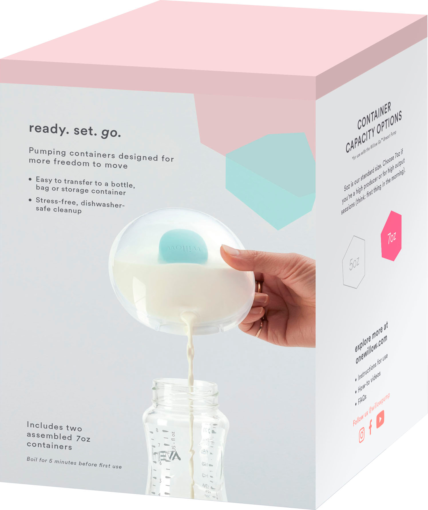 Willow Go Wearable Breast Pump 7 oz. Reusable Container Set (2-Pack) Clear  LC0766 - Best Buy