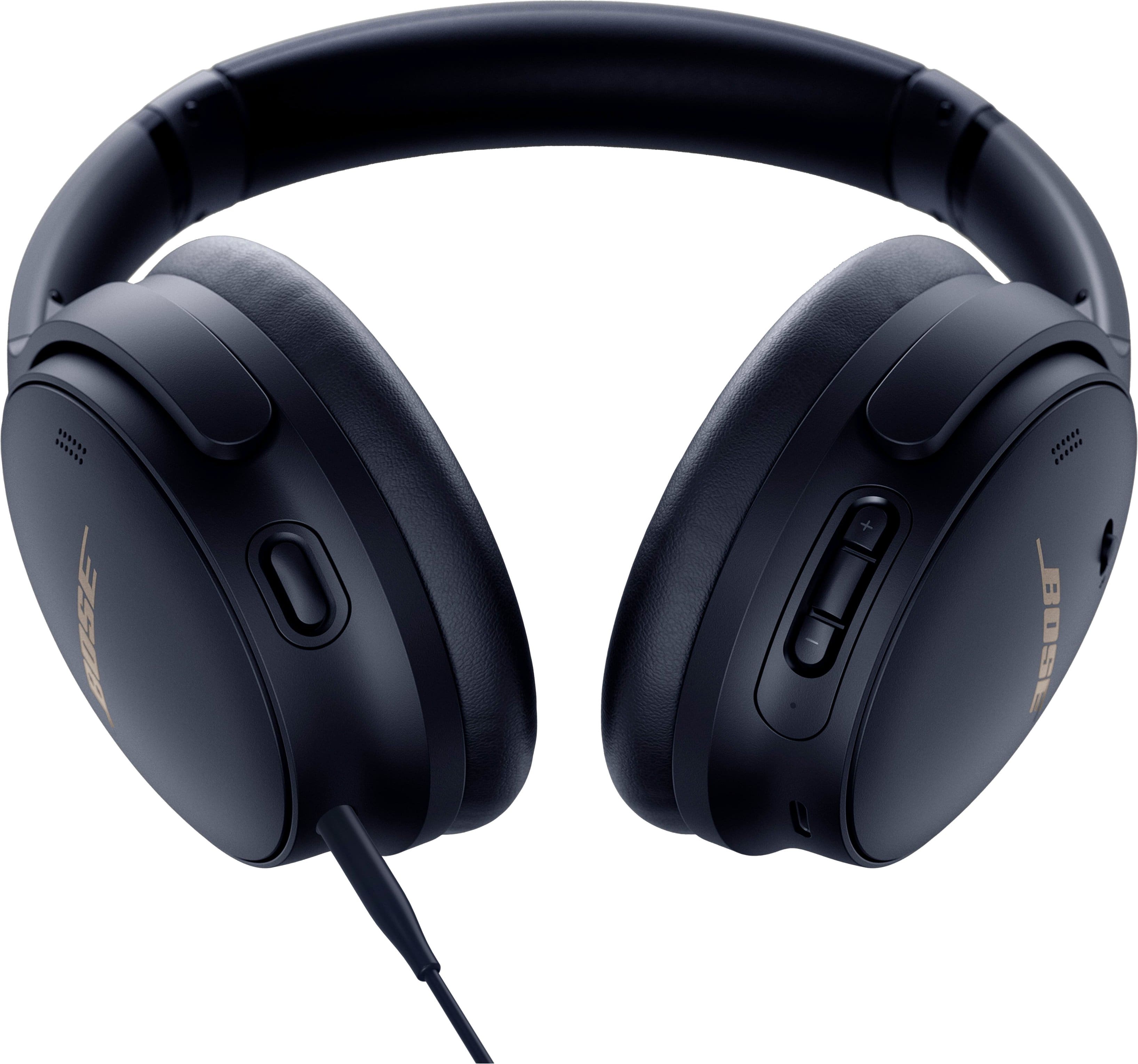Left. Bose - QuietComfort 45 Wireless Noise Cancelling Over-the-Ear Headphones - Midnight Blue.