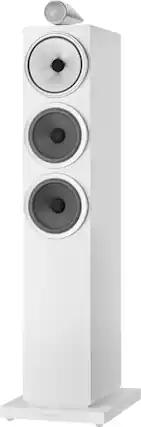 Front. Bowers & Wilkins - 700 Series 3 Floorstanding Speaker with 1" Tweeter on Top and Two 6.5" Bass Drivers (Each) - White.