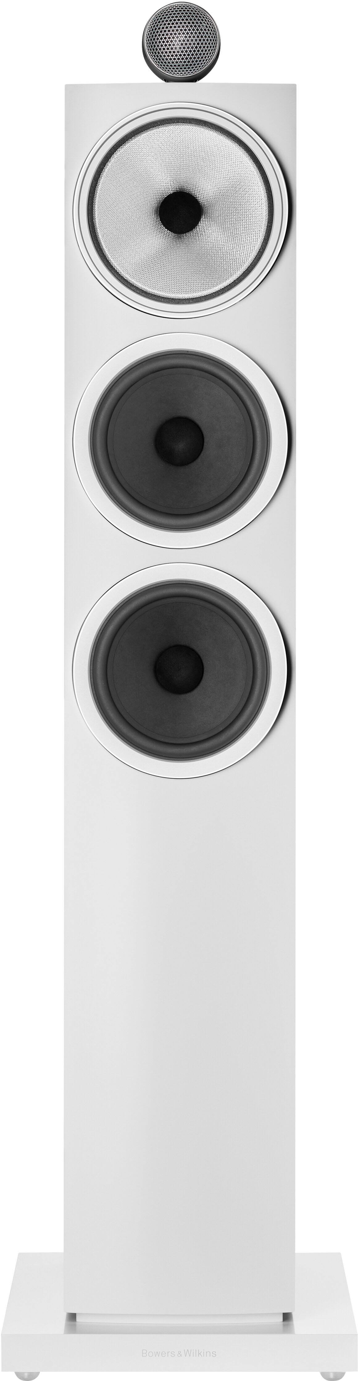Left. Bowers & Wilkins - 700 Series 3 Floorstanding Speaker with 1" Tweeter on Top and Two 6.5" Bass Drivers (Each) - White.