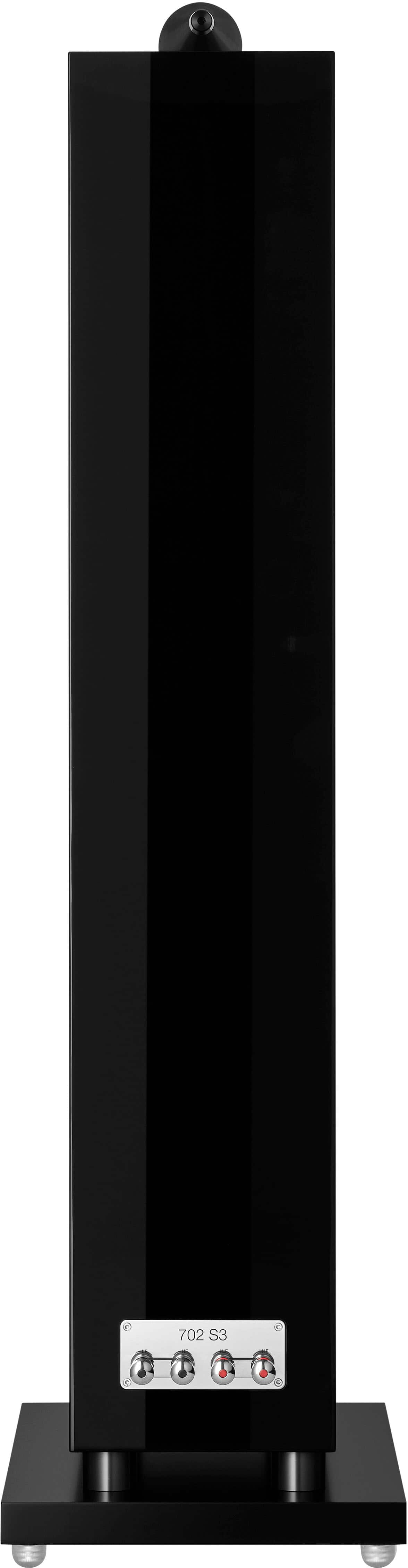 Back View: Bowers & Wilkins - 700 Series 3 Floorstanding Speaker with 1" Tweeter On Top and Three 6.5" Bass Drivers (Each) - Gloss Black