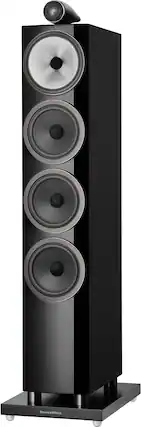Front. Bowers & Wilkins - 700 Series 3 Floorstanding Speaker with 1" Tweeter On Top and Three 6.5" Bass Drivers (Each) - Gloss Black.