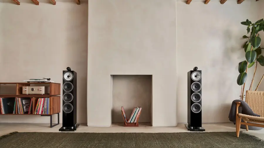 Alt View 12. Bowers & Wilkins - 700 Series 3 Floorstanding Speaker with 1" Tweeter On Top and Three 6.5" Bass Drivers (Each) - Gloss Black.