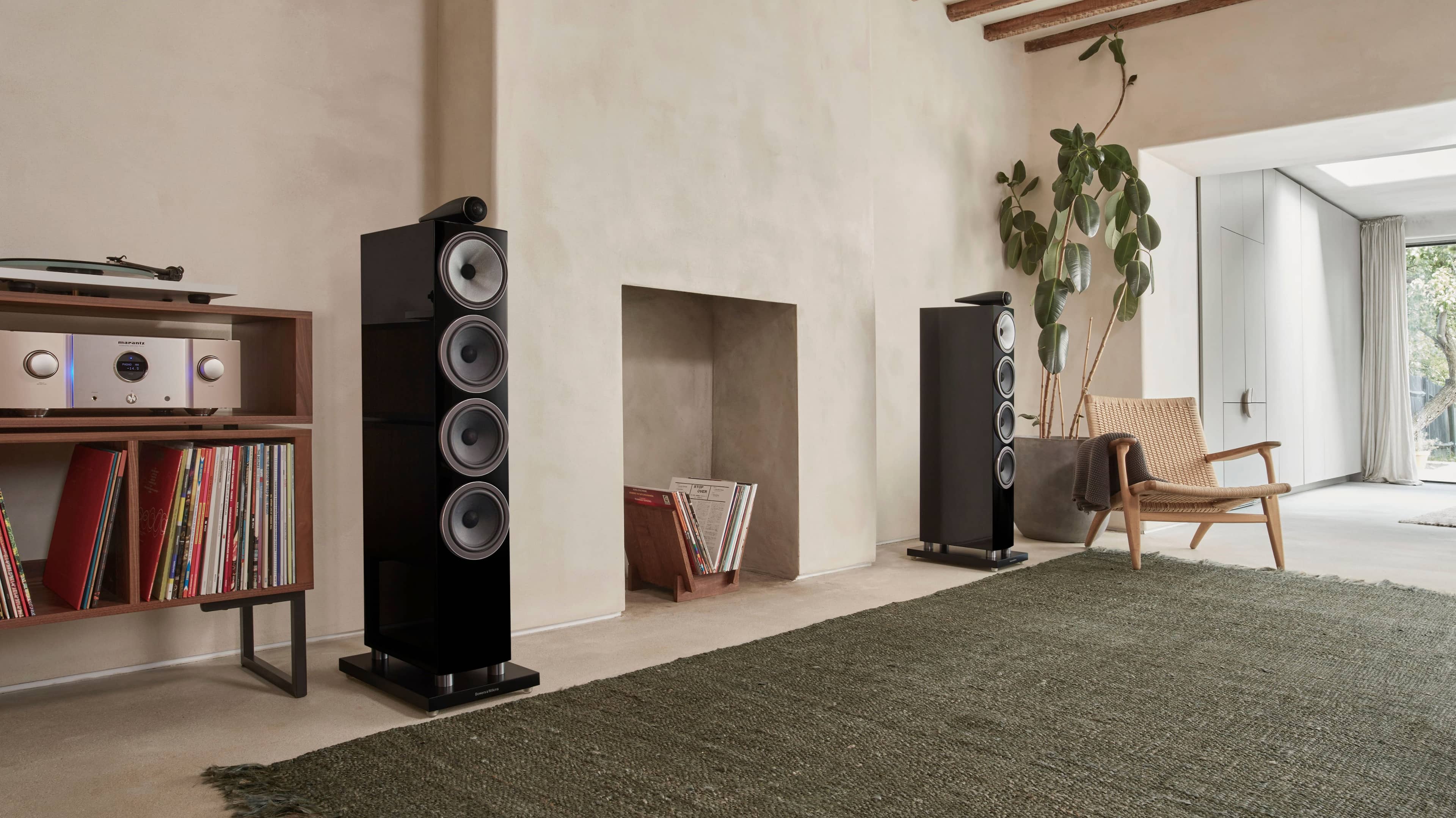 Alt View 14. Bowers & Wilkins - 700 Series 3 Floorstanding Speaker with 1" Tweeter On Top and Three 6.5" Bass Drivers (Each) - Gloss Black.