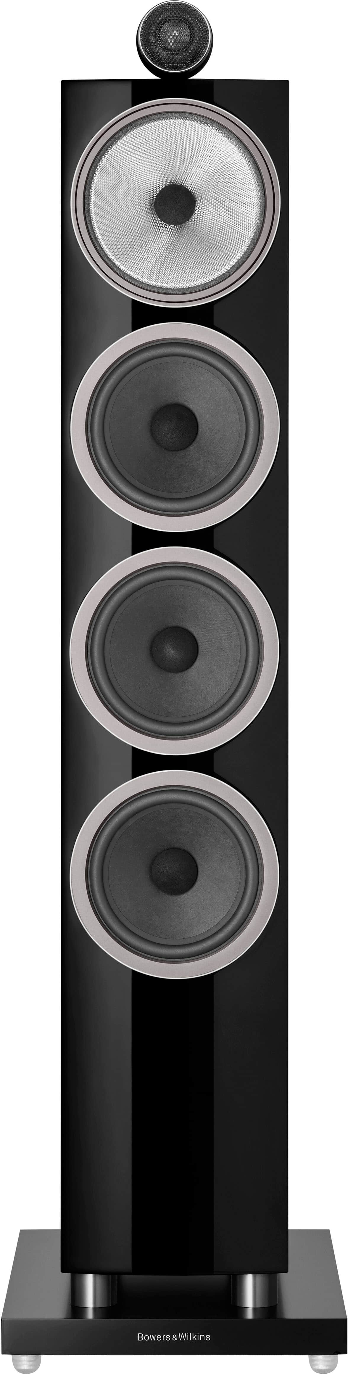 Left. Bowers & Wilkins - 700 Series 3 Floorstanding Speaker with 1" Tweeter On Top and Three 6.5" Bass Drivers (Each) - Gloss Black.