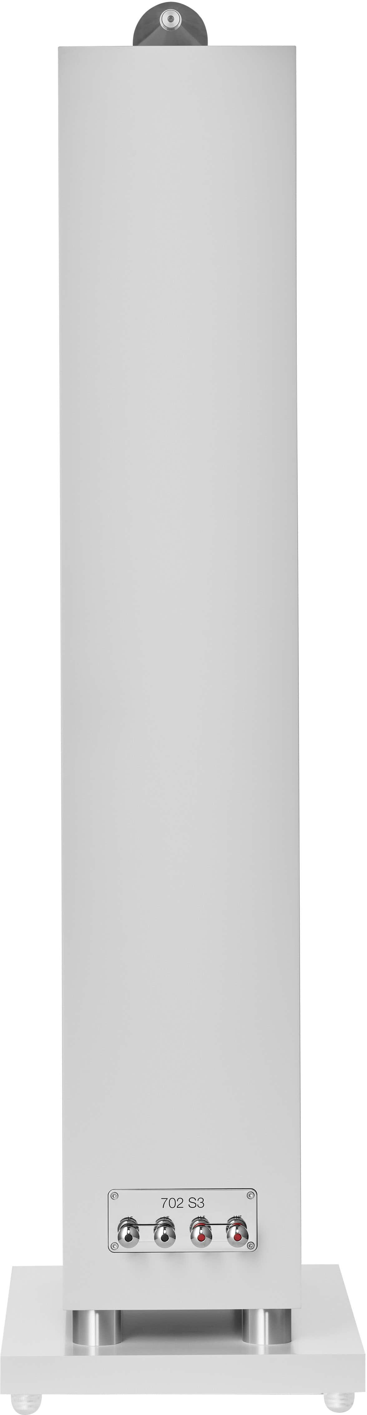 Back View: Bowers & Wilkins - 700 Series 3 Floorstanding Speaker with 1" Tweeter On Top and Three 6.5" Bass Drivers (Each) - White