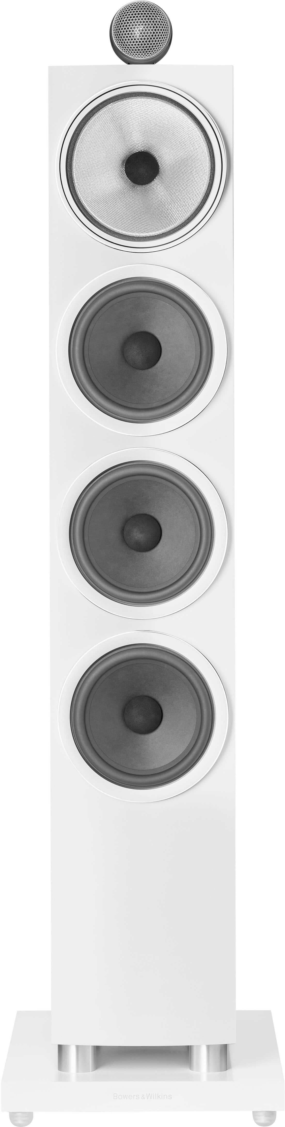 Left. Bowers & Wilkins - 700 Series 3 Floorstanding Speaker with 1" Tweeter On Top and Three 6.5" Bass Drivers (Each) - White.