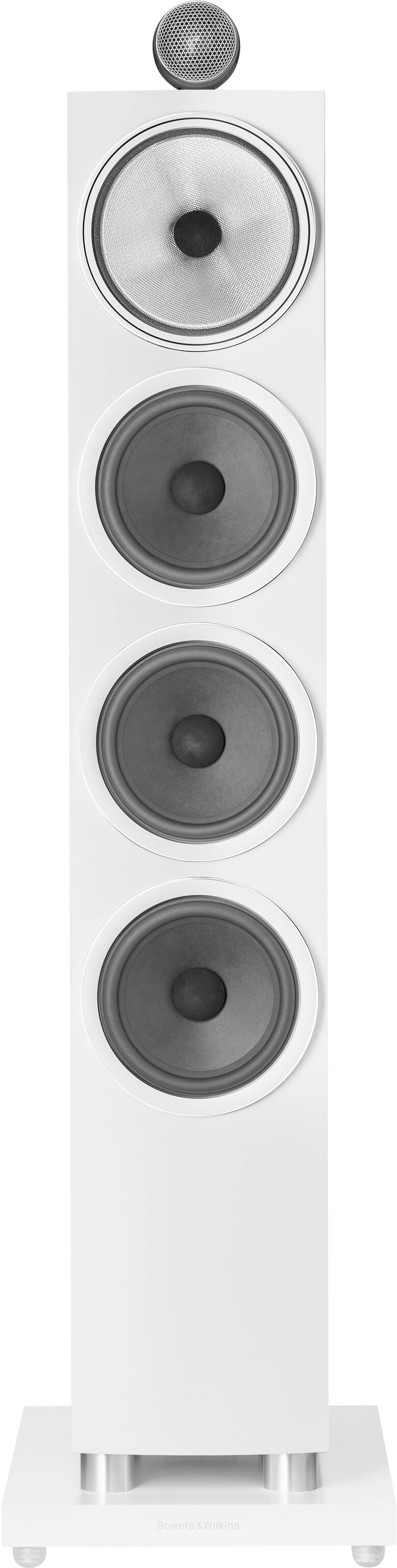 Left. Bowers & Wilkins - 700 Series 3 Floorstanding Speaker with 1" Tweeter On Top and Three 6.5" Bass Drivers (Each) - White.