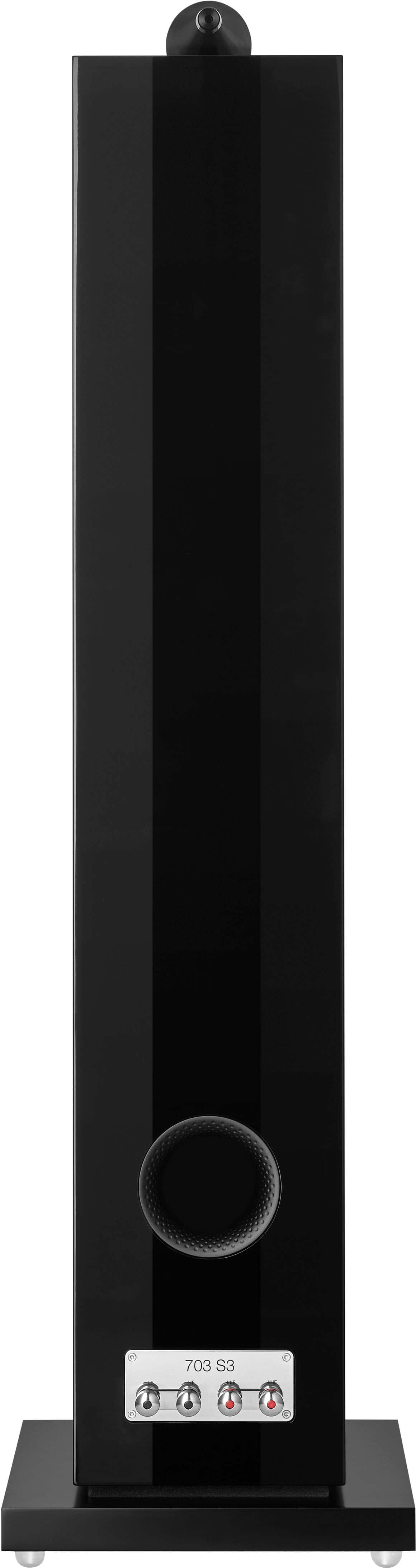 Back. Bowers & Wilkins - 700 Series 3 Floorstanding Speaker with 1" Tweeter on Top and Two 6.5" Bass Drivers (Each) - Gloss Black.