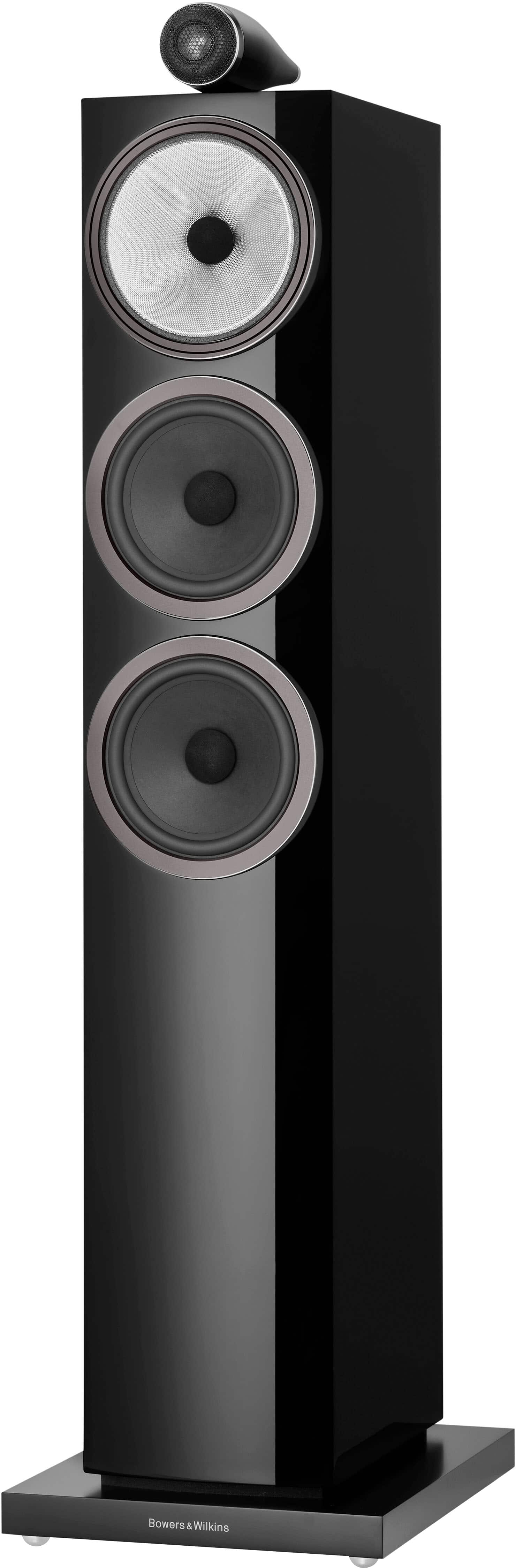 Front. Bowers & Wilkins - 700 Series 3 Floorstanding Speaker with 1" Tweeter on Top and Two 6.5" Bass Drivers (Each) - Gloss Black.