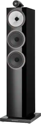 Front. Bowers & Wilkins - 700 Series 3 Floorstanding Speaker with 1" Tweeter on Top and Two 6.5" Bass Drivers (Each) - Gloss Black.