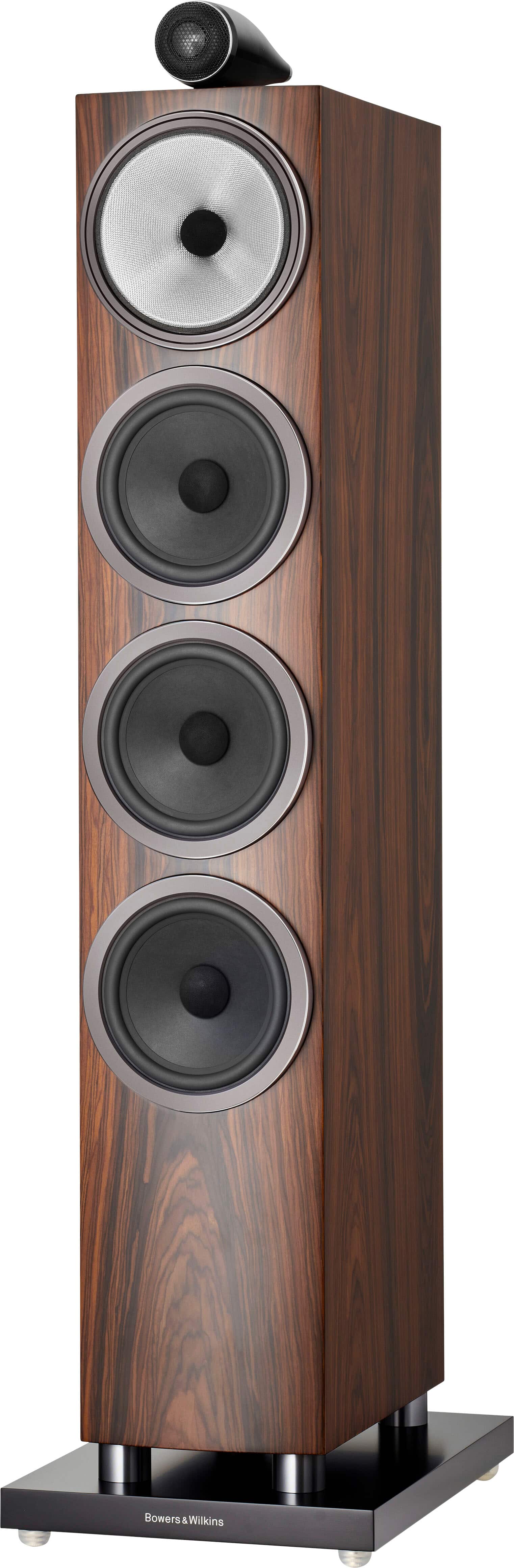 Front. Bowers & Wilkins - 700 Series 3 Floorstanding Speaker with 1" Tweeter On Top and Three 6.5" Bass Drivers (Each) - Mocha.