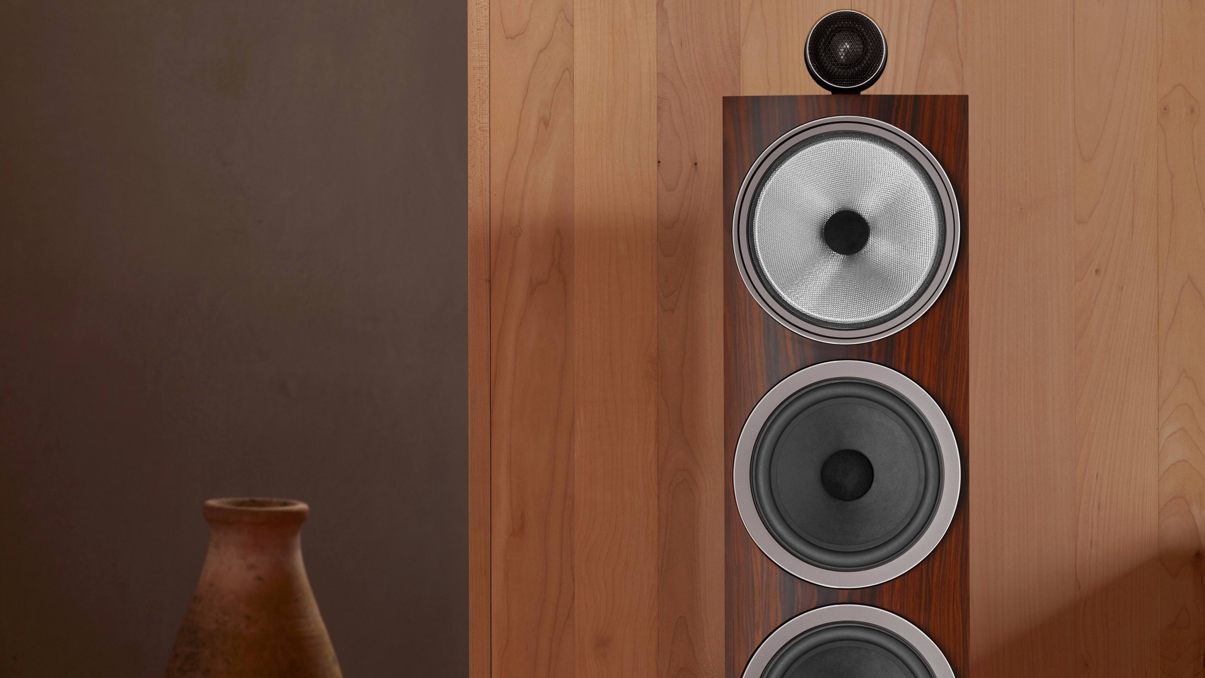 Alt View 14. Bowers & Wilkins - 700 Series 3 Floorstanding Speaker with 1" Tweeter On Top and Three 6.5" Bass Drivers (Each) - Mocha.