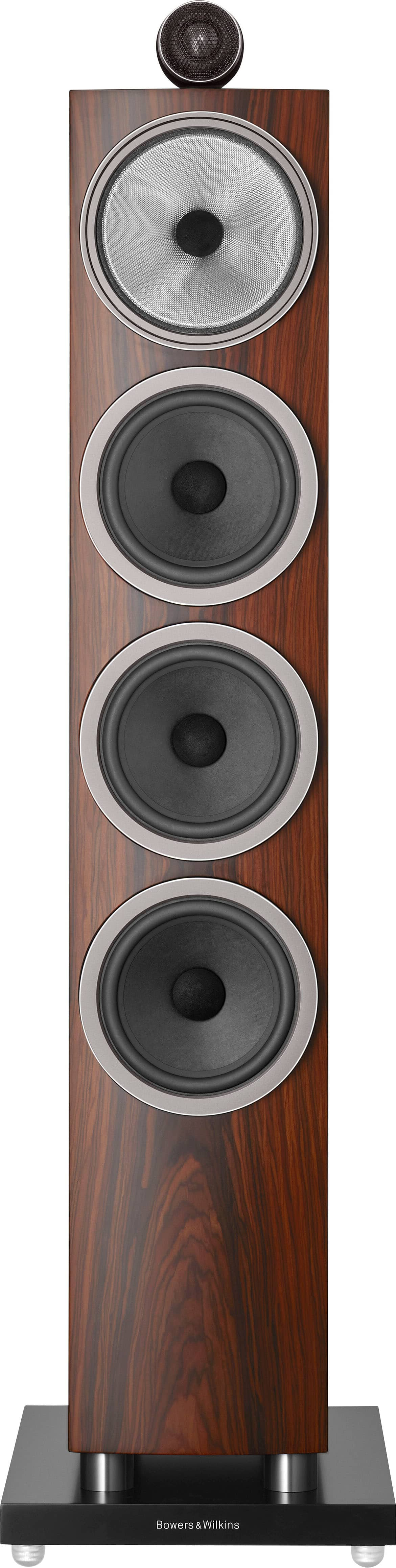 Left View: Bowers & Wilkins - 700 Series 3 Floorstanding Speaker with 1" Tweeter On Top and Three 6.5" Bass Drivers (Each) - Mocha