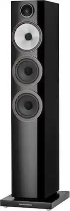 Front. Bowers & Wilkins - 700 Series 3 Floorstanding Speaker with 1" Tweeter and Two 5" Bass drivers (Each) - Gloss Black.
