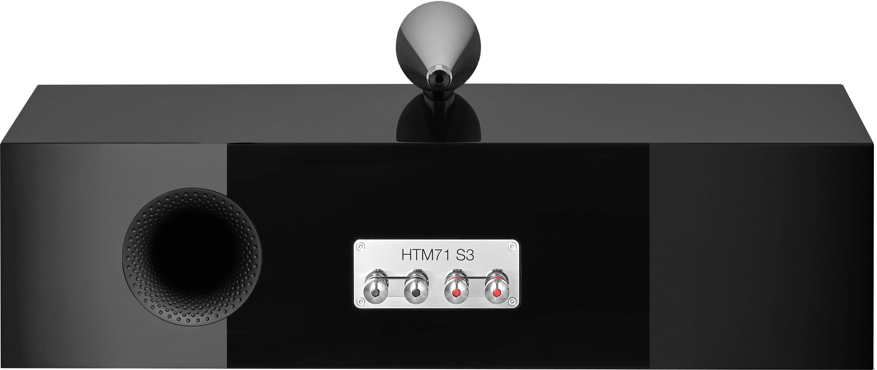 Back. Bowers & Wilkins - 700 Series 3 Center Channel with 1" Tweeter On Top and Two 6.5" Bass Drivers (Each) - Gloss Black.