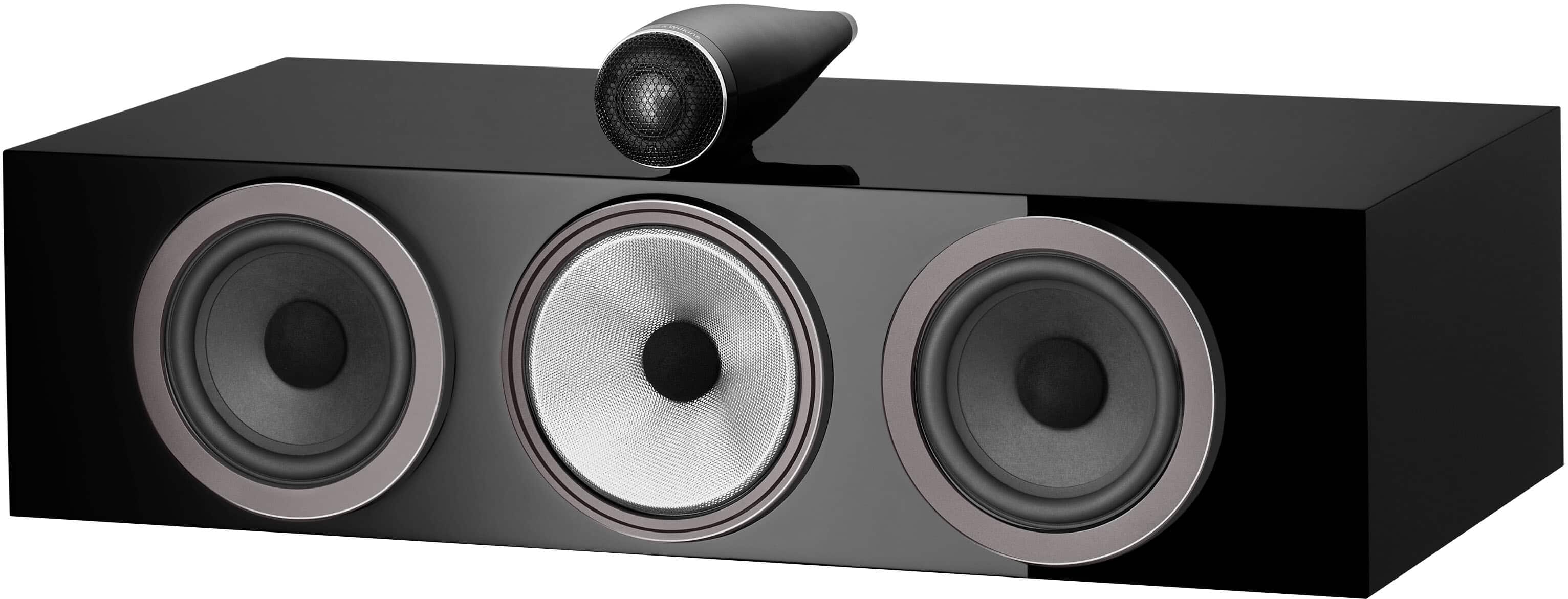 Front. Bowers & Wilkins - 700 Series 3 Center Channel with 1" Tweeter On Top and Two 6.5" Bass Drivers (Each) - Gloss Black.