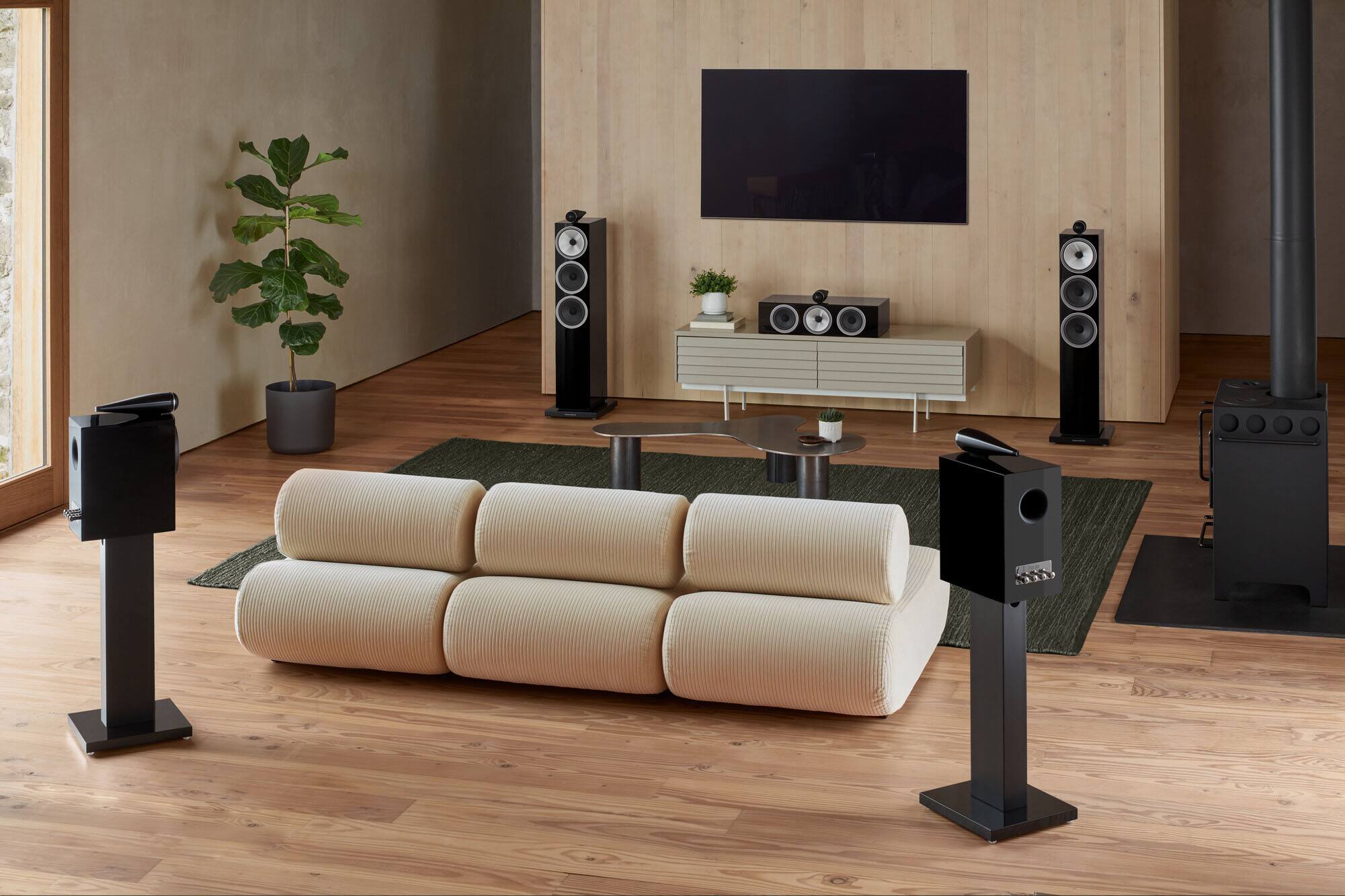 Alt View 14. Bowers & Wilkins - 700 Series 3 Center Channel with 1" Tweeter On Top and Two 6.5" Bass Drivers (Each) - Gloss Black.