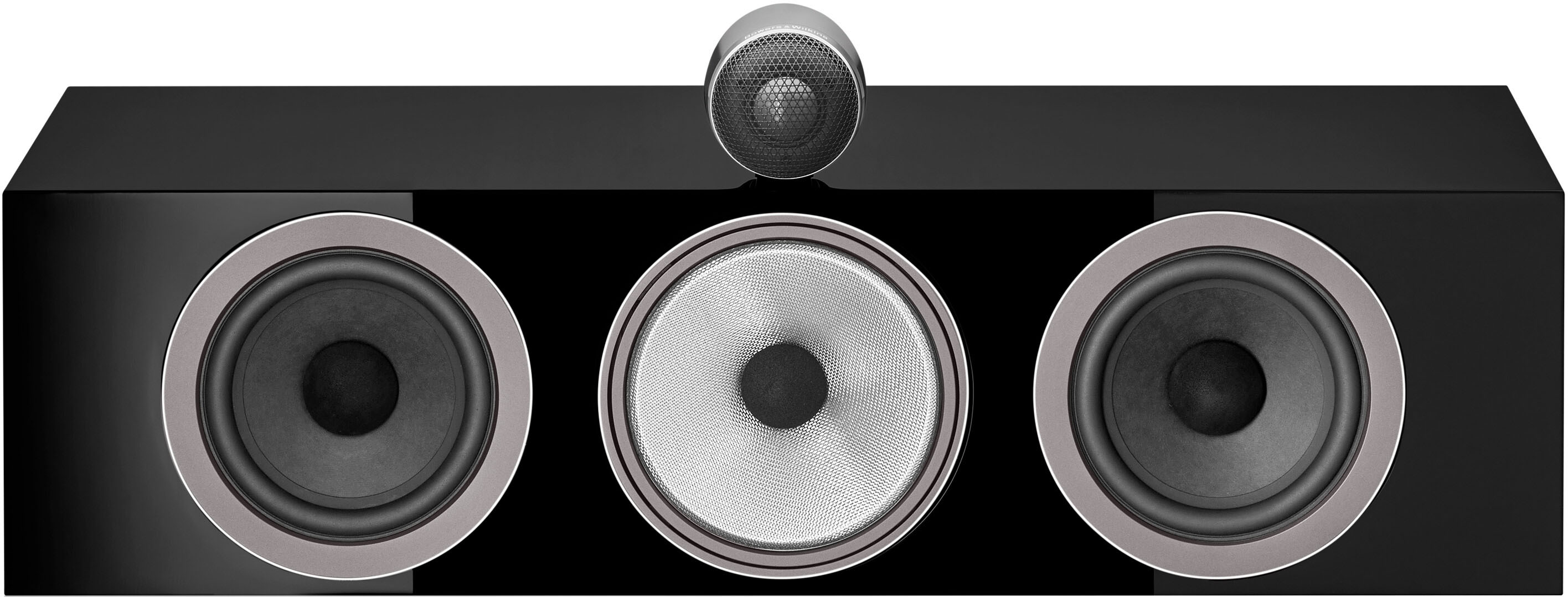 Left View: Bowers & Wilkins - 700 Series 3 Center Channel with 1" Tweeter On Top and Two 6.5" Bass Drivers (Each) - Gloss Black