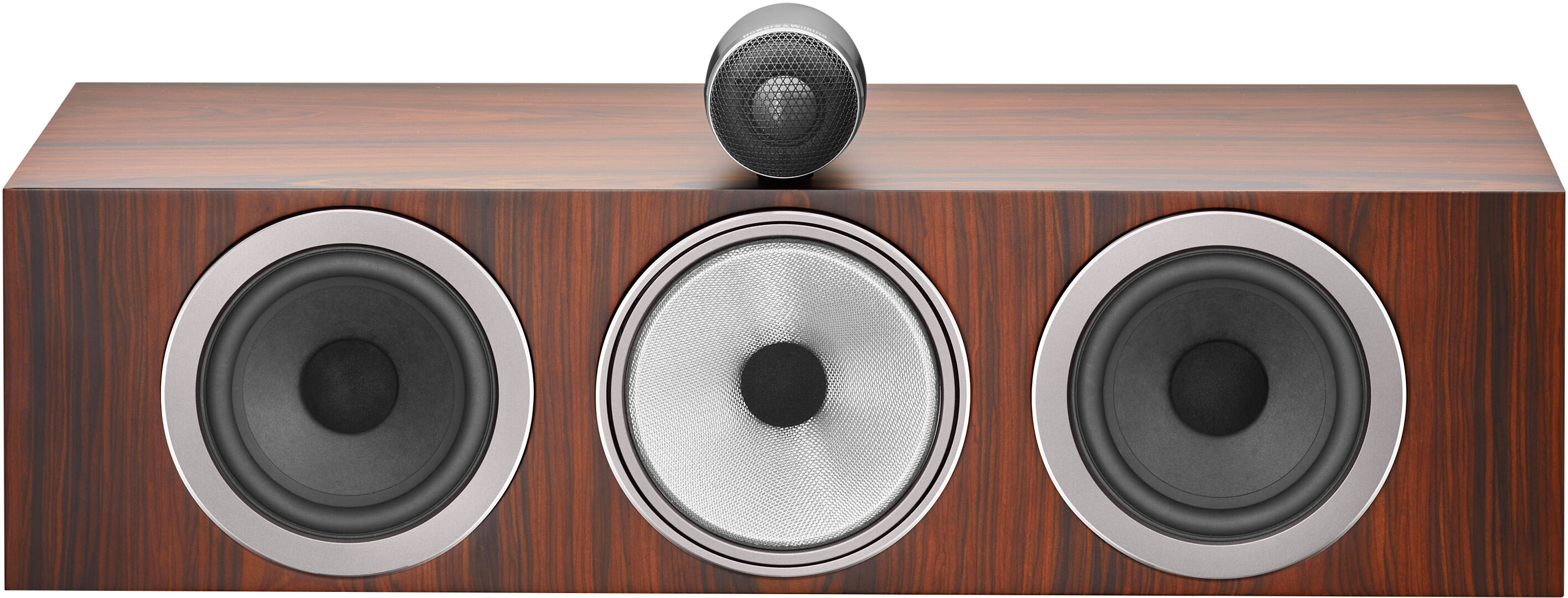 Left View: Bowers & Wilkins - 700 Series 3 Center Channel with 1" Tweeter On Top and Two 6.5" Bass Drivers (Each) - Mocha