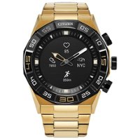 Citizen - CZ Smart 44mm Gold-tone IP Stainless Steel Hybrid Heart Rate Smartwatch with Gold-Tone IP Stainless Steel Bracelet - Gold - Front_Zoom
