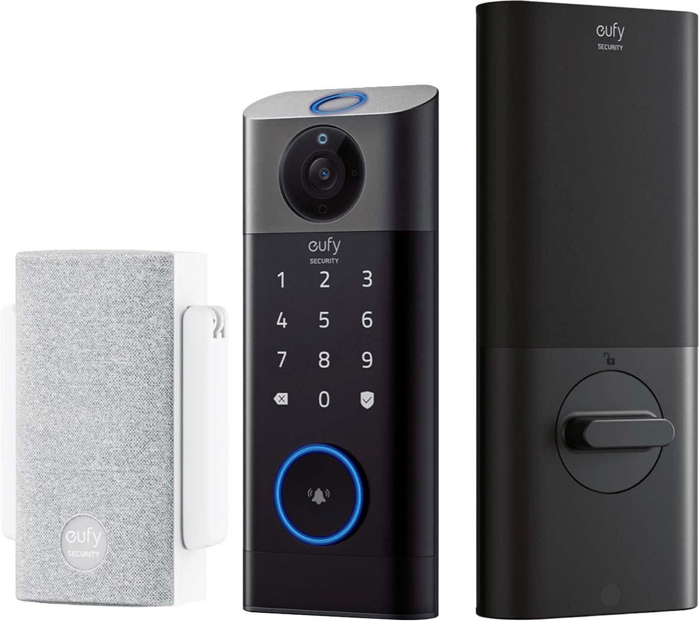 Front. eufy Security - Smart Lock S330 with Chime WiFi Replacement Deadbolt with eufy App|Keypad|Biometric Access - Black.