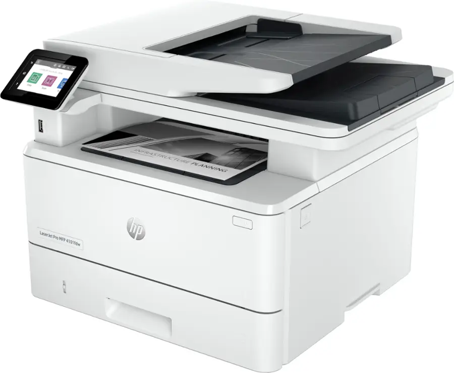 Alt View 12. HP - LaserJet Pro MFP 4101fdw Wireless Black-and-White All-in-One Laser Printer - White.