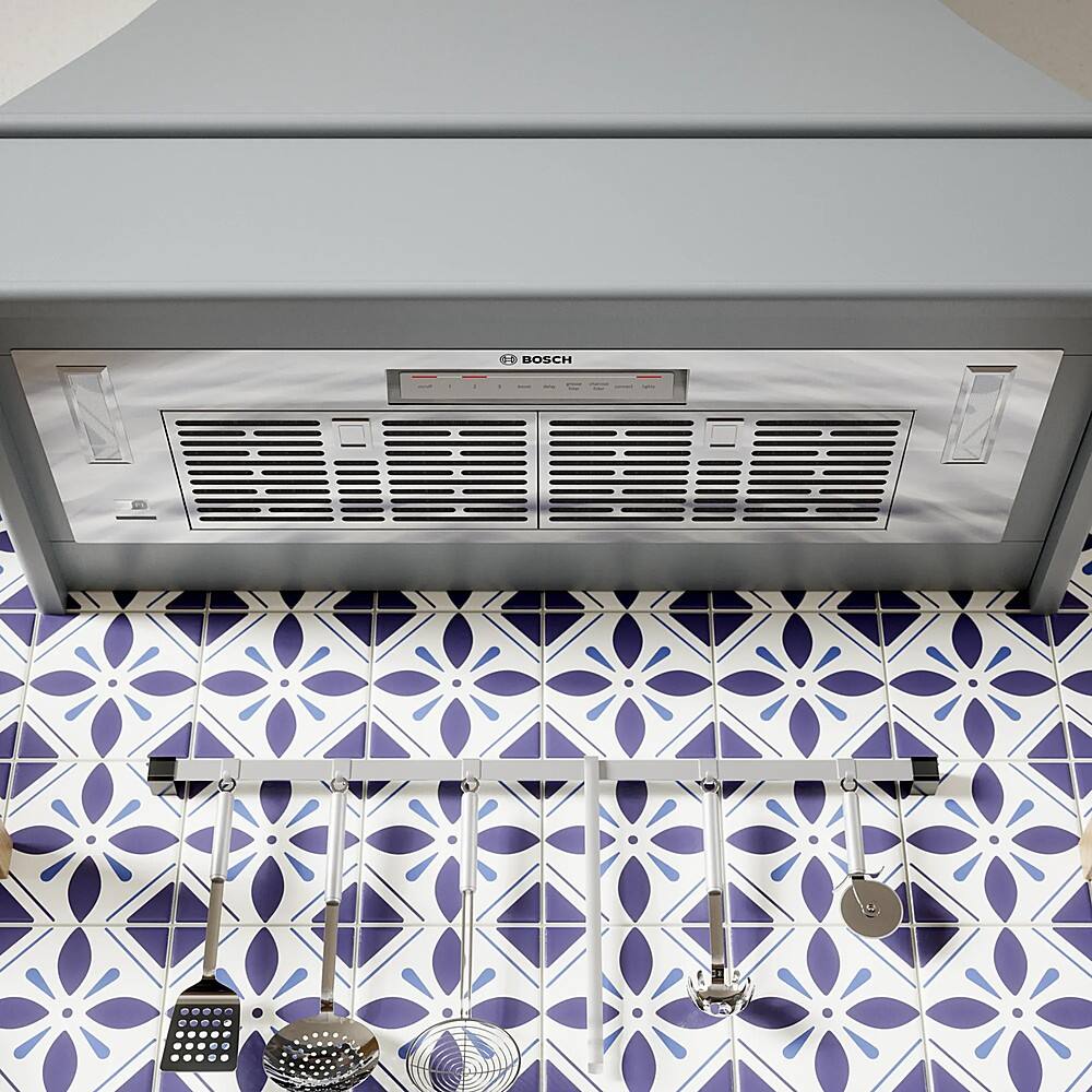 Alt View 16. Bosch - 300 Series 36" Externally Vented Cabinet Depth Custom Insert Range Hood with WiFi and 300 CFM Blower - Stainless Steel.