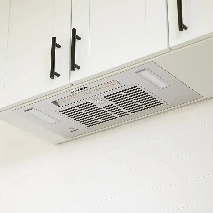Alt View 18. Bosch - 300 Series 24" Externally Vented Cabinet Depth Custom Insert Range Hood with WiFi and 300 CFM Blower - Stainless Steel.
