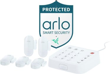 Arlo - Home Security System with Wired Keypad Sensor Hub, (5) 8-in-1 Sensors, and Yard Sign - White - Front_Zoom