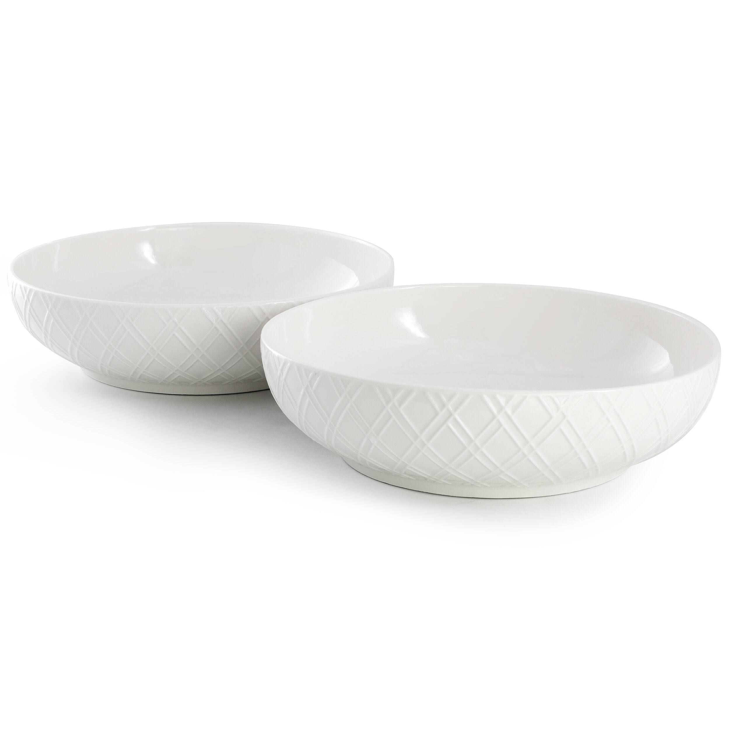 Angle. Gibson - Gibson Home Great Essentials 2 Piece Fine Ceramic 8.2in Dinner Bowl Set in White - White.