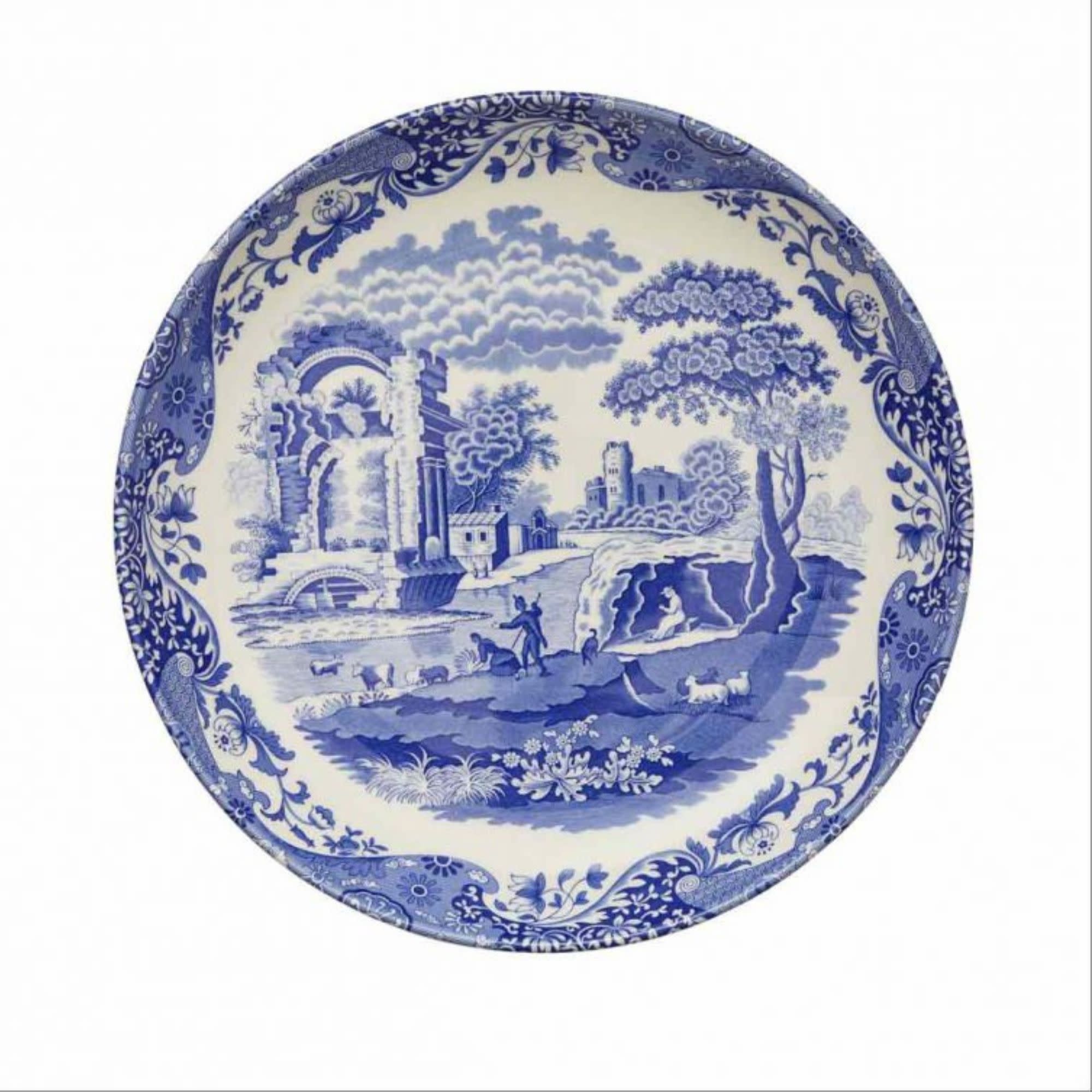 Front. Spode - Spode Blue Italian 12-Inch Pasta Serving Bowl - Blue - Blue and White.